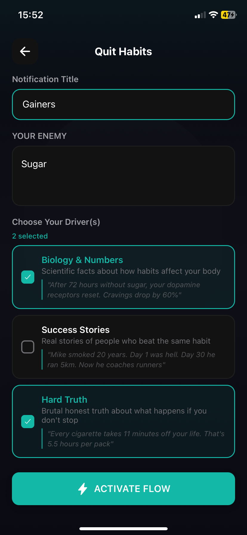 Quit Habits flow